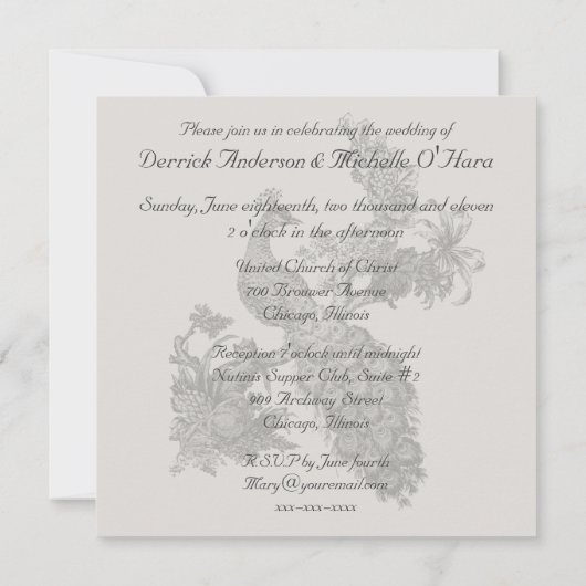 Faire-part de mariage de Peacock à écaille bleue (Dos)