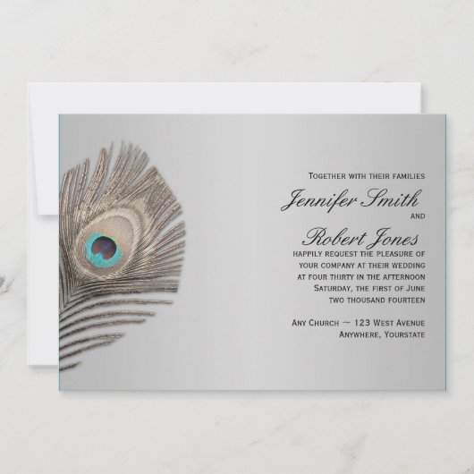 Faire-part de mariage de Peacock de Silver Eleganc (Devant)