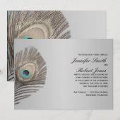 Faire-part de mariage de Peacock de Silver Eleganc (Devant / Derrière)