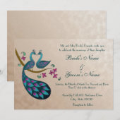 Faire-part de mariage de Peacock, mauve (Devant / Derrière)