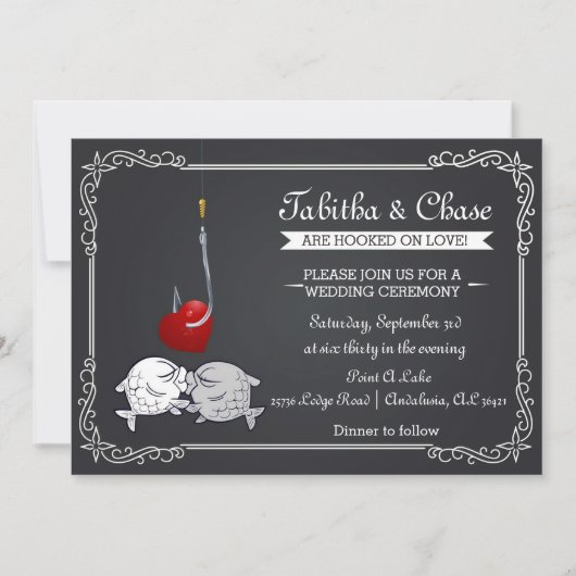 Faire-part de mariage de pêche - Baiser de poisson (Devant)