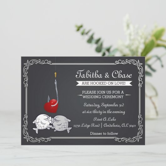 Faire-part de mariage de pêche - Baiser de poisson (Debout devant)