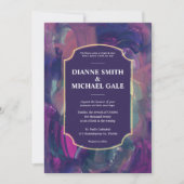 Faire-part de mariage de peinture acrylique en gra (Devant)