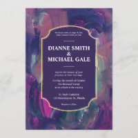 Faire-part de mariage de peinture acrylique en gra