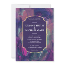 Faire-part de mariage de peinture acrylique en gra