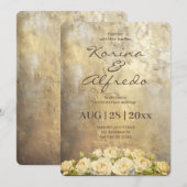 Faire-part de mariage de peinture dorée (Devant / Derrière)