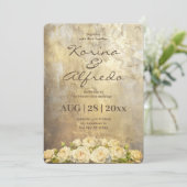 Faire-part de mariage de peinture dorée (Debout devant)