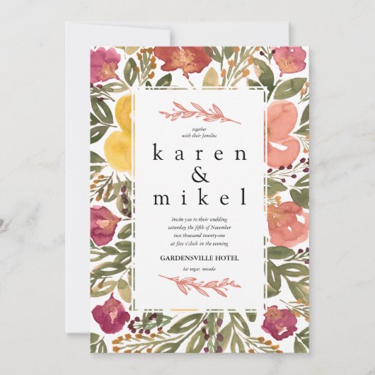 Faire-part de mariage de peinture en fleurs botani (Devant)