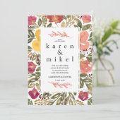 Faire-part de mariage de peinture en fleurs botani (Debout devant)