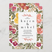 Faire-part de mariage de peinture en fleurs botani (Devant / Derrière)