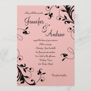 Faire-part de mariage de perles à perles noires ro