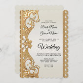 Faire-part de mariage de perles blanches ornées d' (Devant / Derrière)