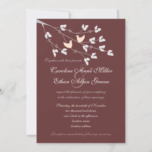 Faire-part de mariage de perruches (Devant)