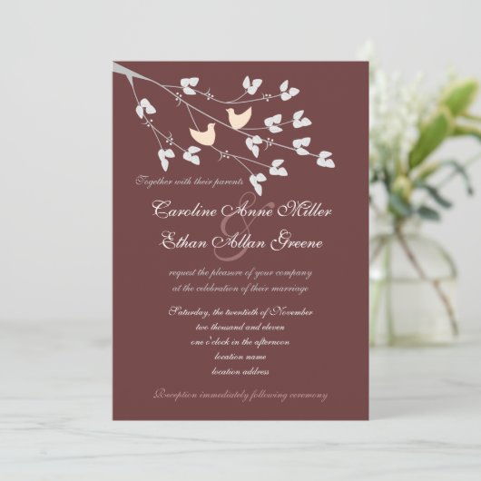 Faire-part de mariage de perruches (Debout devant)