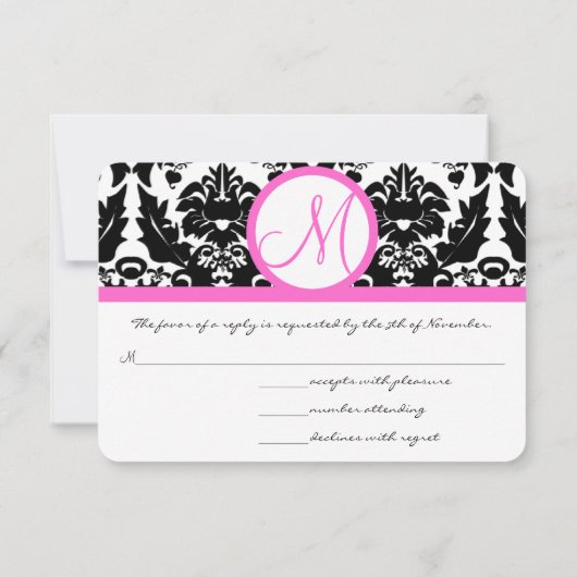 Faire-part de mariage de persiennes en damas rose (Dos)