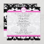 Faire-part de mariage de persiennes en damas rose (Devant / Derrière)