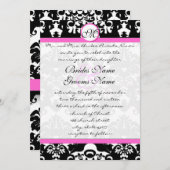 Faire-part de mariage de persiennes en damas rose (Devant / Derrière)