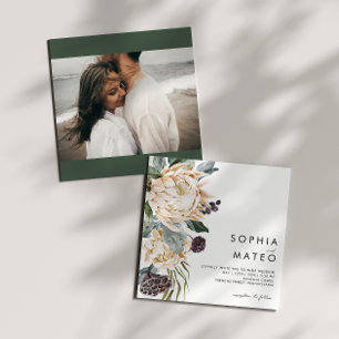 Faire-part de mariage de photo Floral blanc
