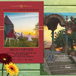Faire-part de mariage de photo médiévale de Bohême<br><div class="desc">Faire-part de mariage médiévale bohème romantique avec votre photo personnalisée sur le devant (facultatif). Au verso se trouve un code QR,  que vous pouvez customiser avec votre propre URL de site (ou supprimer le code QR). Un joli belvédère fleuri ajoute à l'atmosphère.</div>