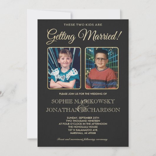 Faire-part de mariage de photos de vieille école (Devant)