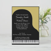 Faire-part de mariage de piano noir et or (Debout devant)