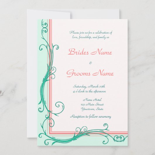 Faire-part de mariage de pinceau et de menthe (Devant)