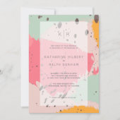 Faire-part de mariage de pinceau rose Turquoise (Devant)