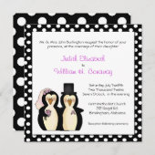 Faire-part de mariage de pingouins mignons (Devant / Derrière)