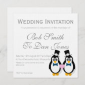 Faire-part de mariage de pingouins (Mr&Mr) (Devant / Derrière)