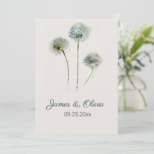 Faire-part de mariage de pissenlit (Debout devant)