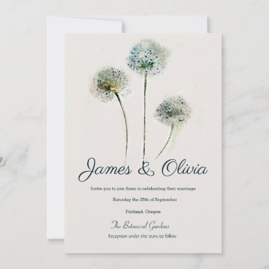 Faire-part de mariage de pissenlits (Dos)