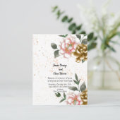Faire-part de mariage de pivoine rose et bronze (Debout devant)