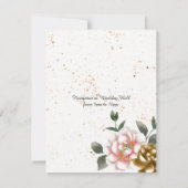 Faire-part de mariage de pivoine rose et bronze (Dos)