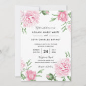 Faire-part de mariage de pivoines florales peintes (Devant)