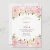 Faire-part de mariage de pivoines florales roses (Devant)