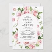 Faire-part de mariage de pivoines rose pâle (Devant)