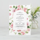 Faire-part de mariage de pivoines rose pâle (Debout devant)