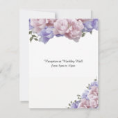 Faire-part de mariage de pivoines roses et violett (Dos)