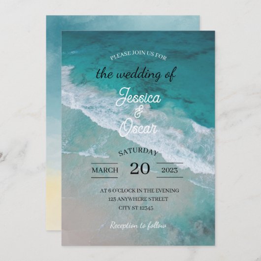 Faire-part de mariage de plage (Devant / Derrière)