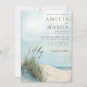 Faire-part de mariage de plage aux herbes marines (Devant)