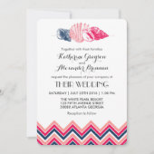 Faire-part de mariage de plage coquillages Chevron (Devant)