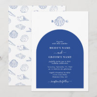 Faire-part de mariage de plage côtière Coquilles S
