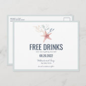 Faire-part de mariage de plage côtière drôle (Devant / Derrière)