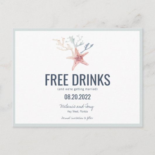 Faire-part de mariage de plage côtière drôle (Devant)