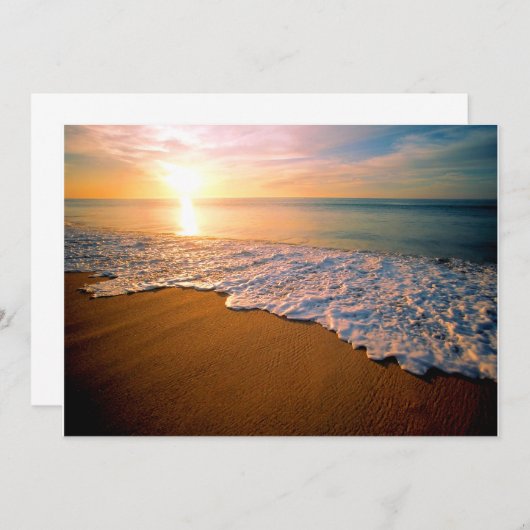 Faire-part de mariage de plage de coucher du (Devant / Derrière)