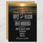 Faire-part de mariage de plage de coucher du (Devant / Derrière)