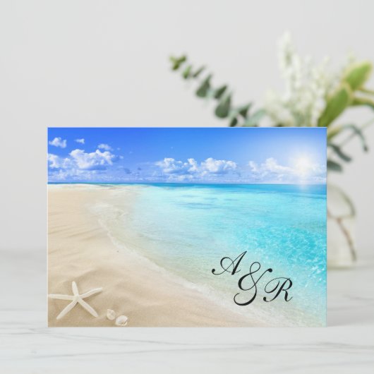 Faire-part de mariage de plage de destination (Debout devant)