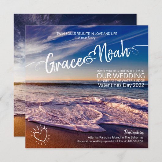 Faire-part de mariage de plage de destination de l (Devant / Derrière)
