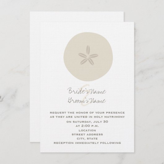 Faire-part de mariage de plage du dollar de sable (Devant / Derrière)