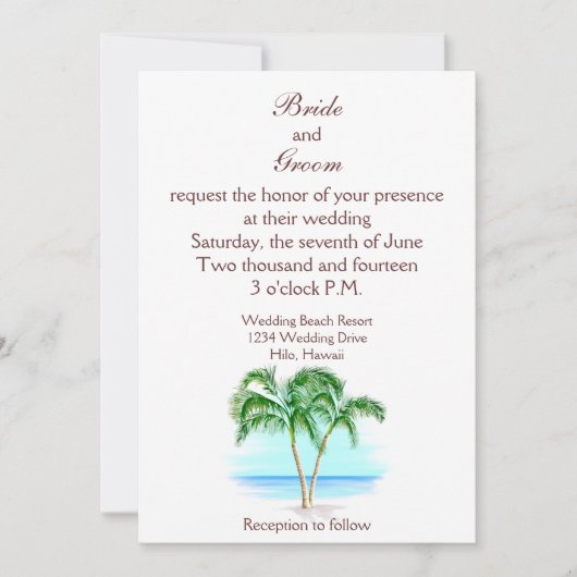 Faire-part de mariage De Plage Et Palmiers (Devant)